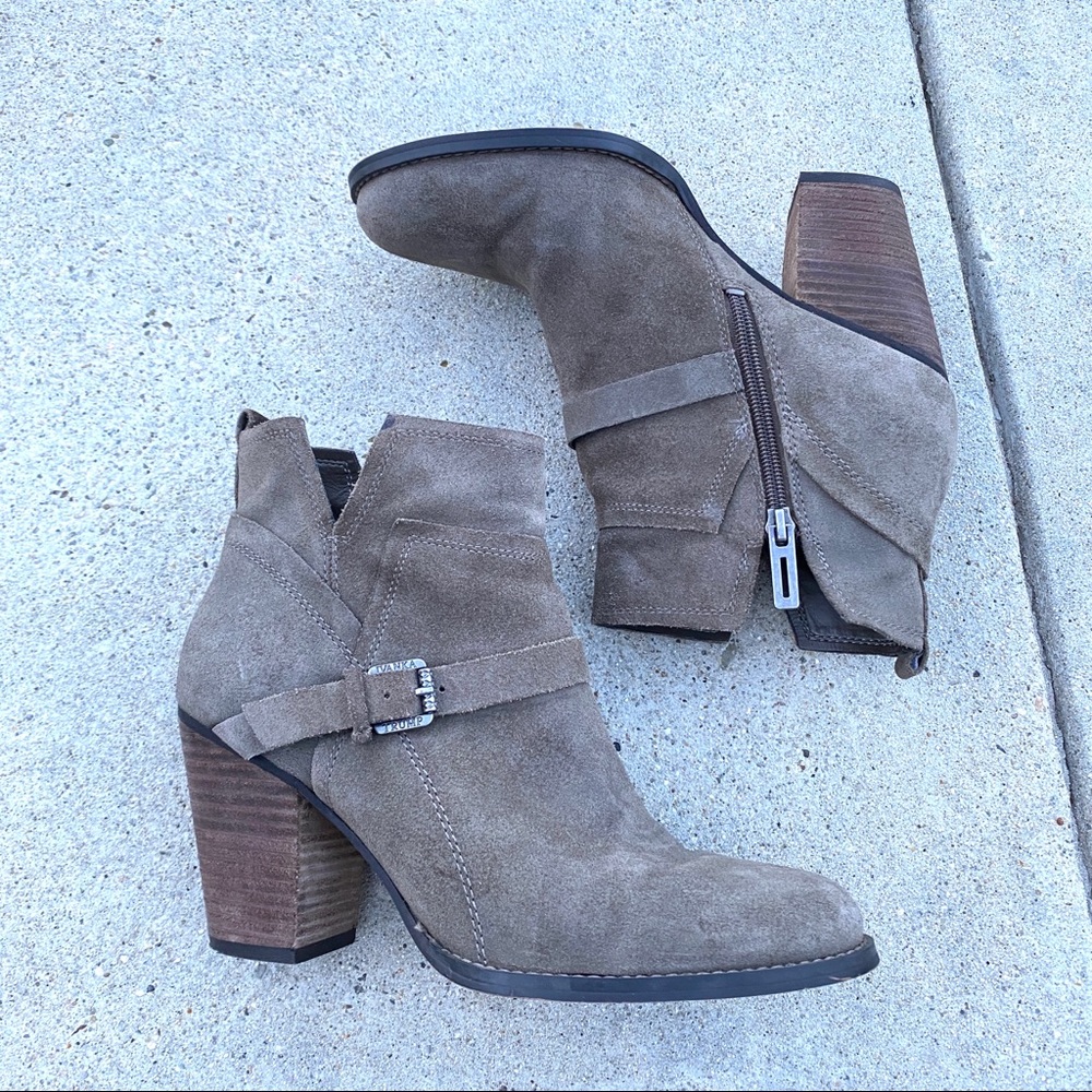 IVANKA trump FRANKLY ankle boots booties khaki green suede leather chunky heels - Picture 4 of 13